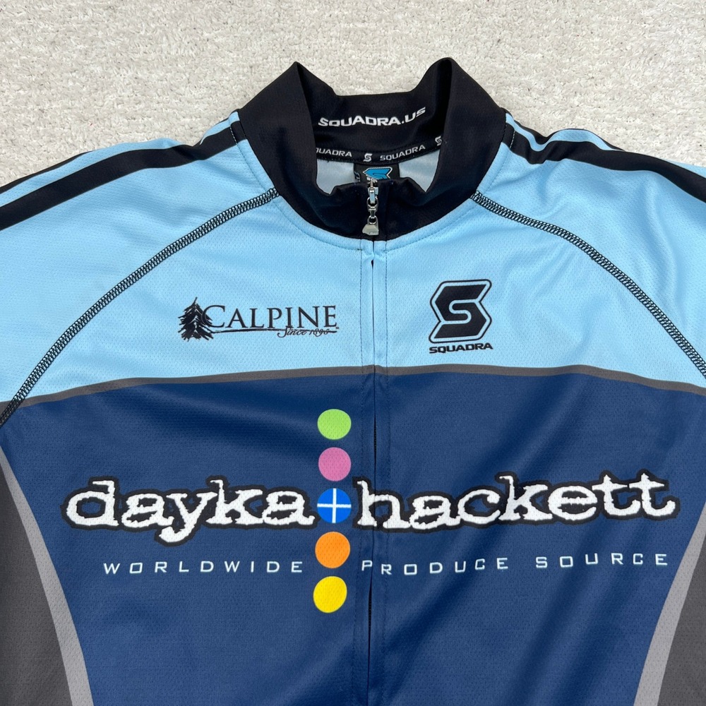 Squadra Mens Premier Cycling Jersey Large Blue Grey Full Zip Dayka Hackett 1246 - Picture 2 of 10